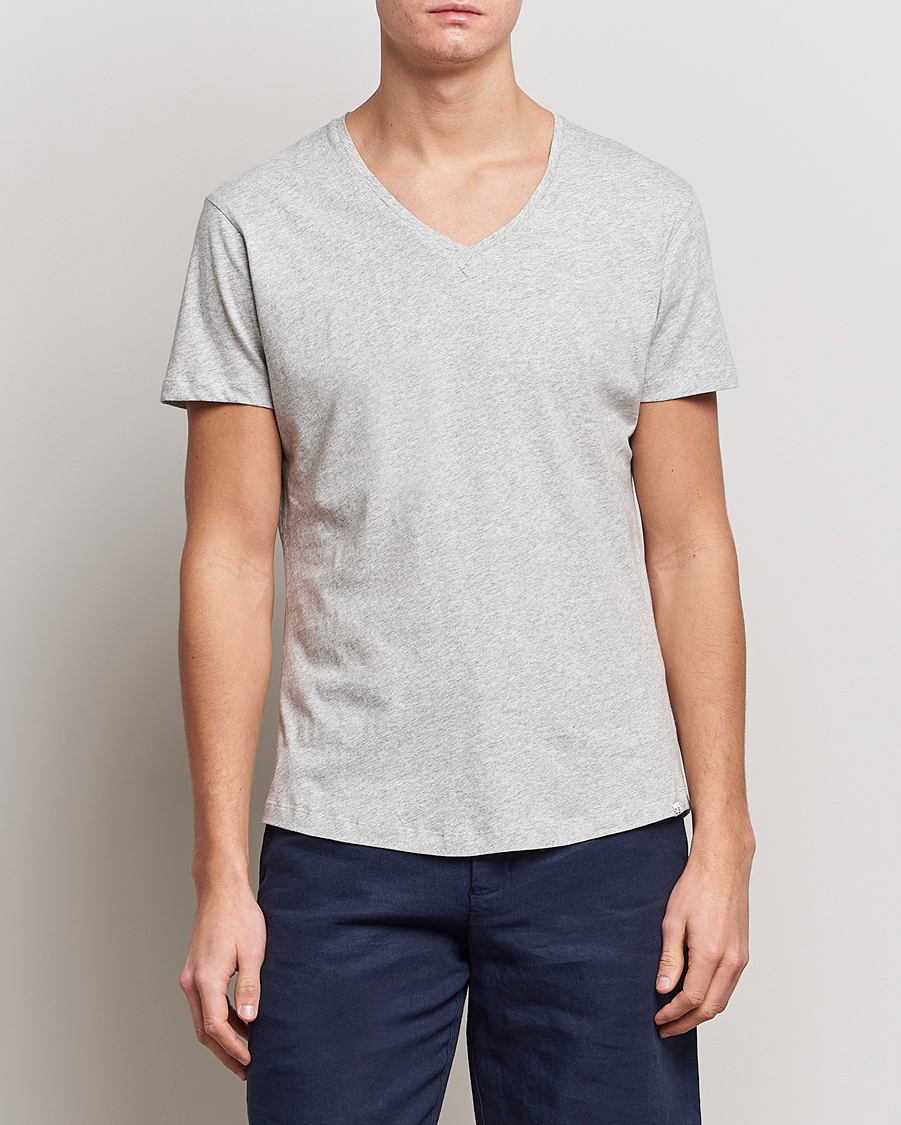 Heren | T-shirts | Orlebar Brown | OB V-Neck Tee Grey Melange