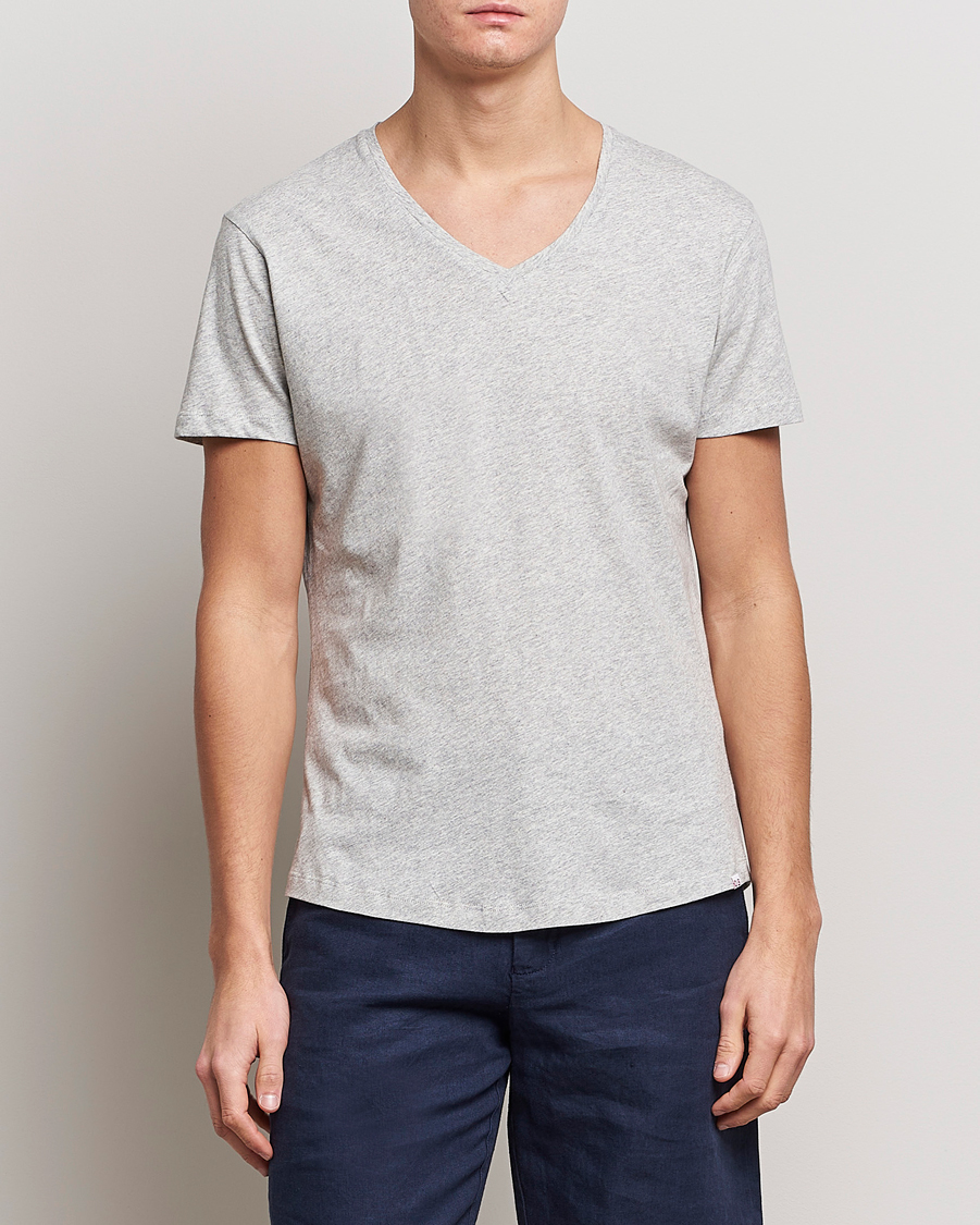 Heren | Orlebar Brown | Orlebar Brown | OB V-Neck Tee Grey Melange