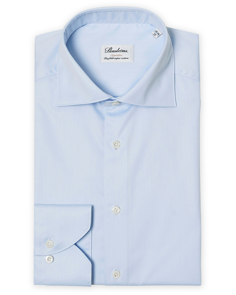 Heren | Overhemden | Stenströms | Superslim Plain Shirt Blue