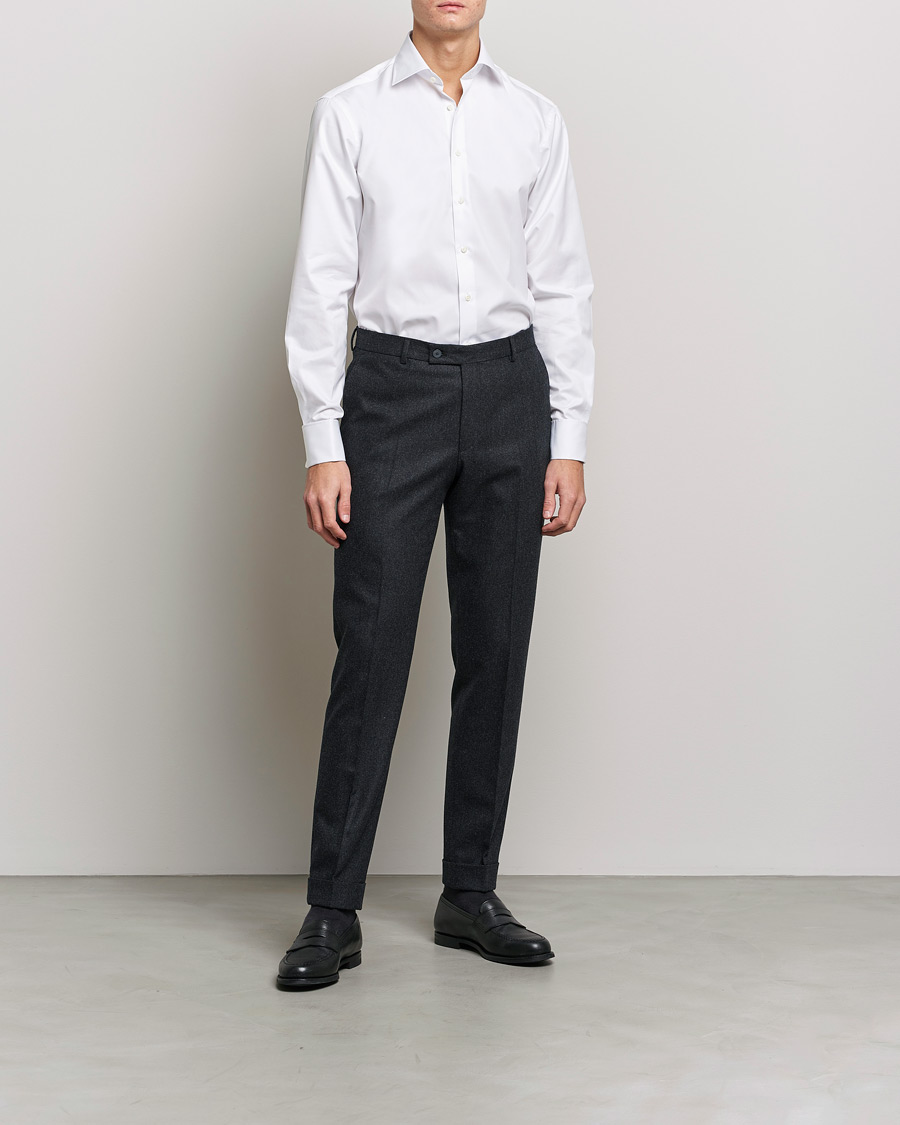 Heren | Zakelijke overhemden | Stenströms | Fitted Body Double Cuff White
