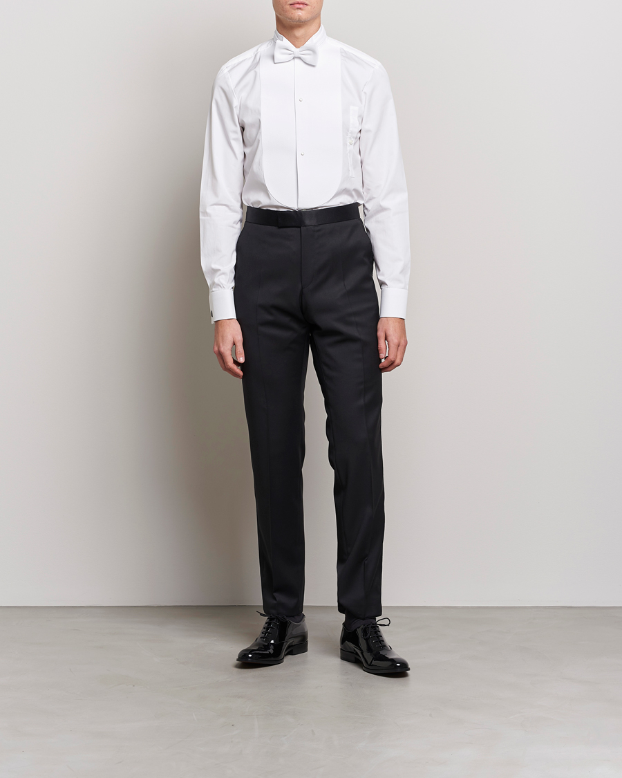 Heren | Overhemden | Stenströms | Slimline Astoria Stand Up Collar Evening Shirt White
