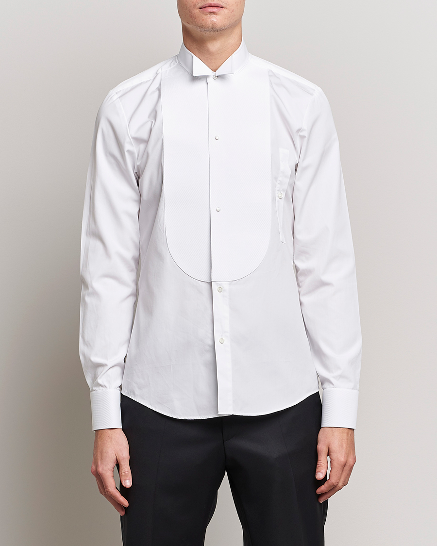 Heren | Overhemden | Stenströms | Slimline Astoria Stand Up Collar Evening Shirt White