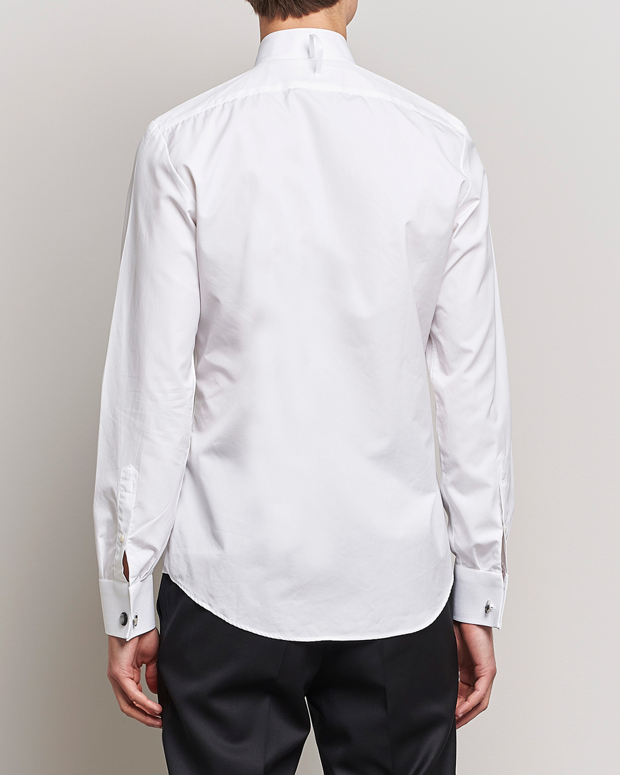 Heren | Overhemden | Stenströms | Slimline Astoria Stand Up Collar Evening Shirt White