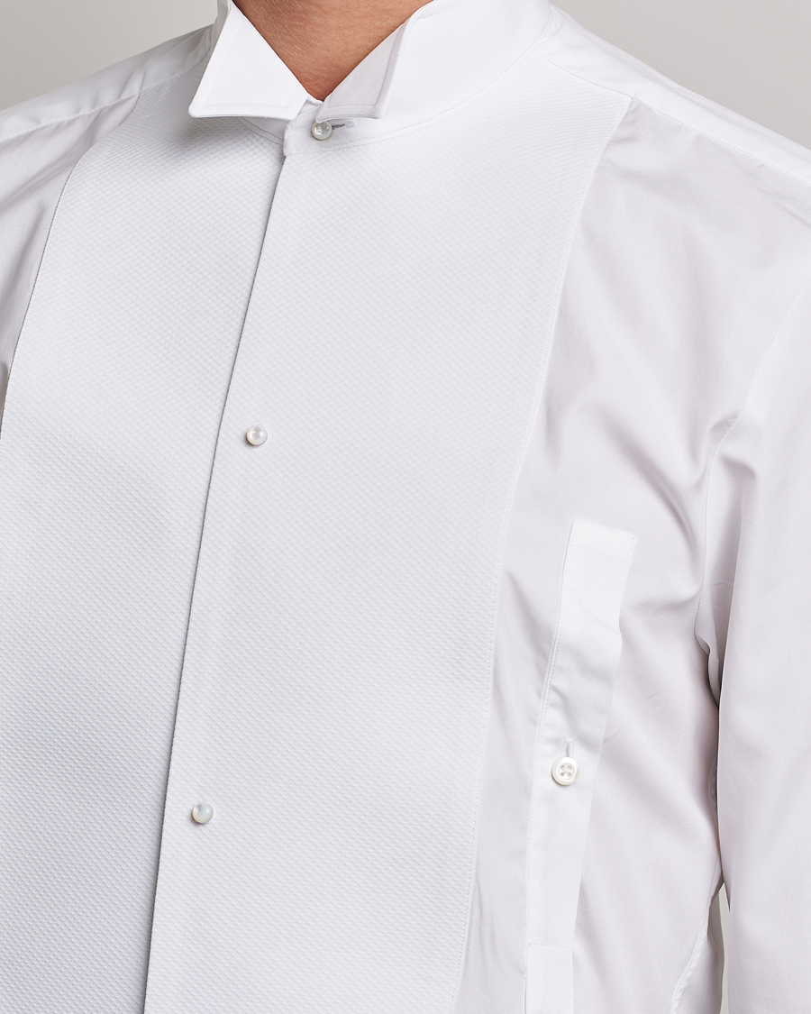 Heren | Overhemden | Stenströms | Slimline Astoria Stand Up Collar Evening Shirt White