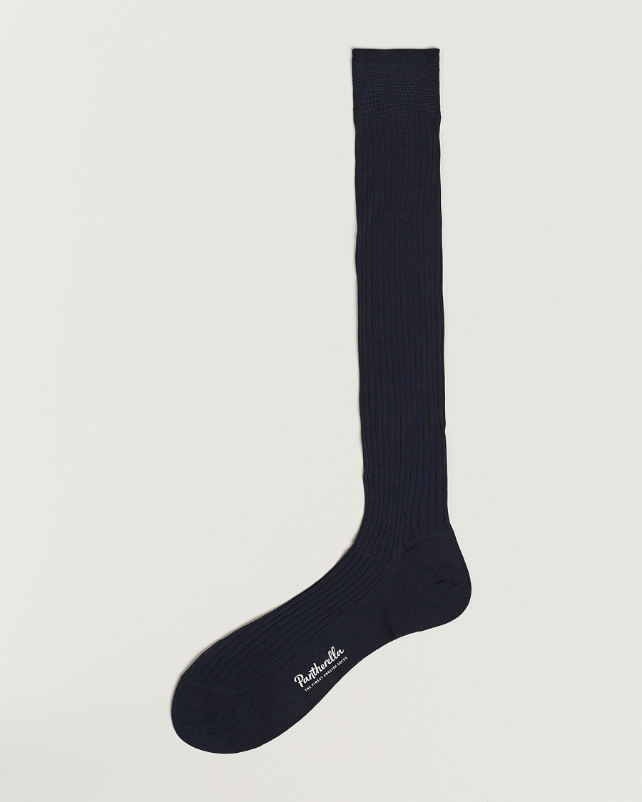 Heren |  | Pantherella | Vale Cotton Long Socks Navy