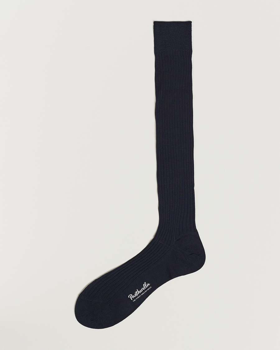 Heren | Ondergoed | Pantherella | Vale Cotton Long Socks Navy