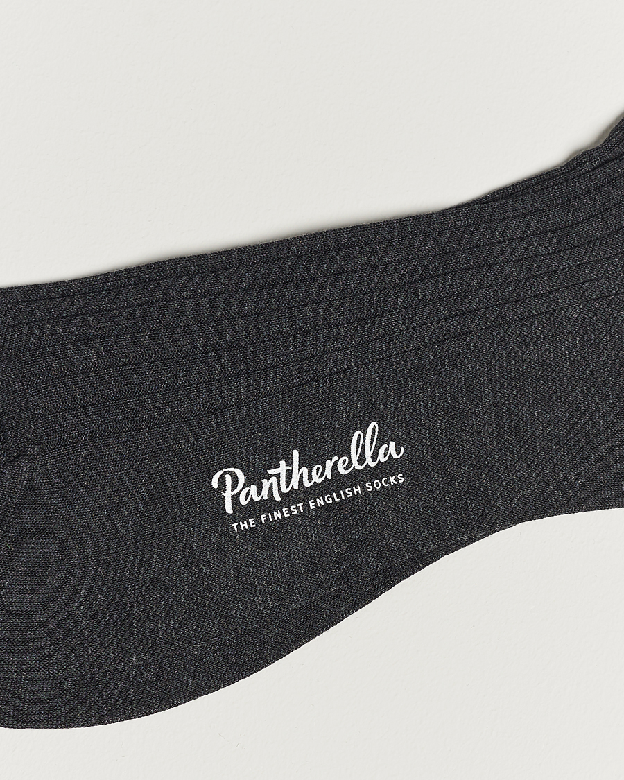Heren |  | Pantherella | Vale Cotton Long Socks Dark Grey