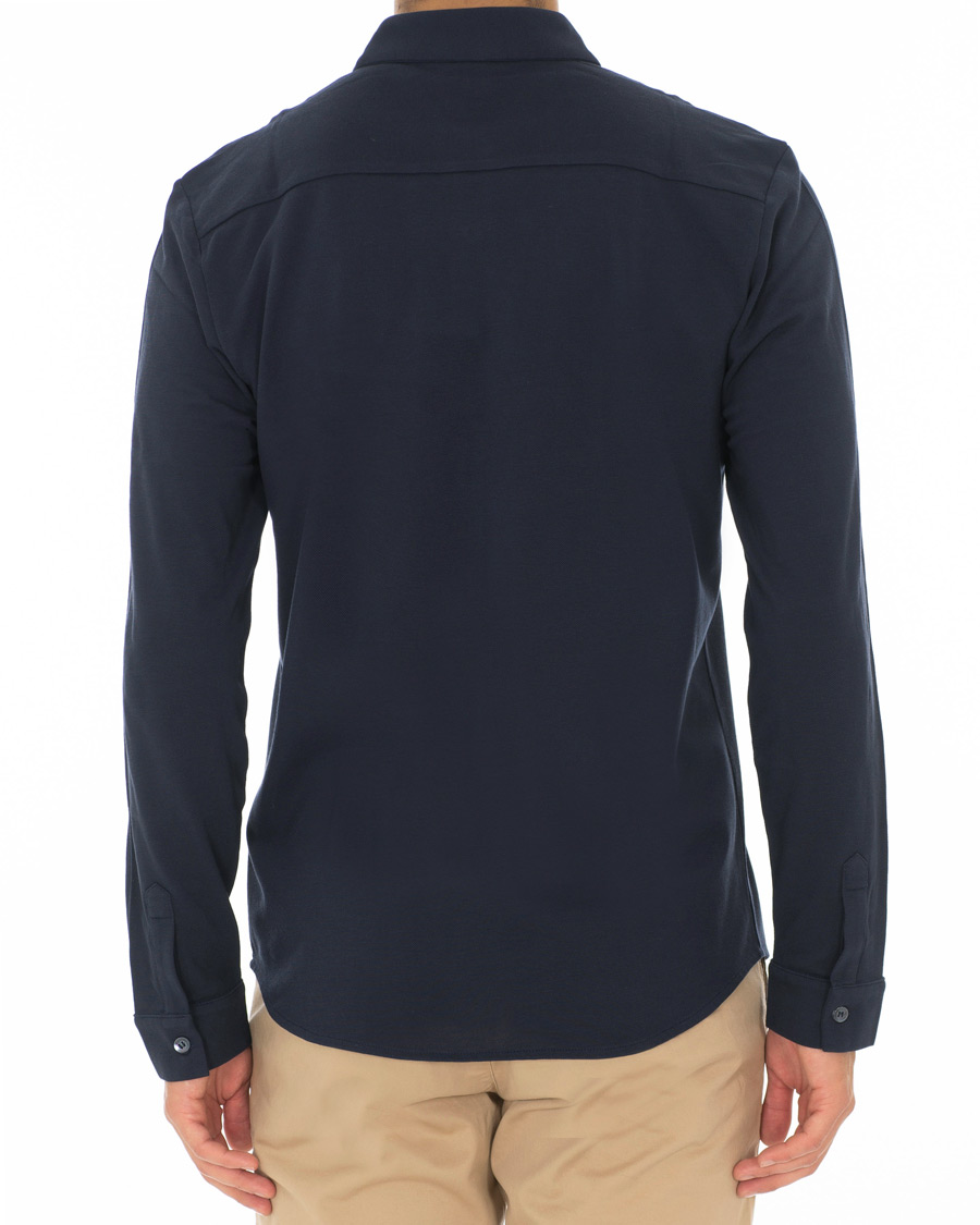 Heren | Overhemden | Sunspel | Long Sleeve Pique Shirt Navy