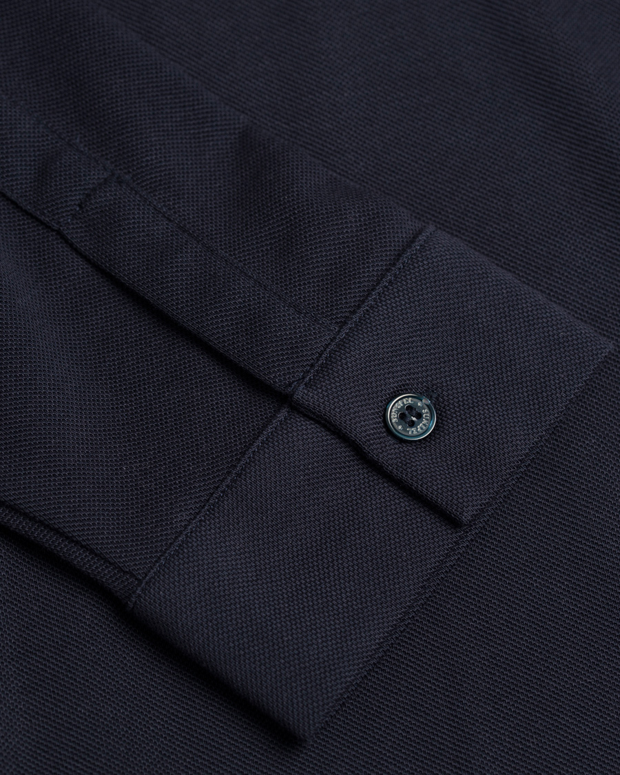 Heren | Overhemden | Sunspel | Long Sleeve Pique Shirt Navy