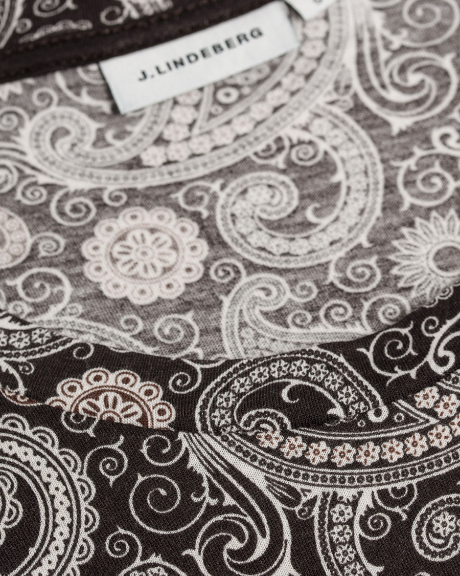 Heren | T-shirts | J.Lindeberg | Sev C Paisley Snug Jersey Tee White/Brown