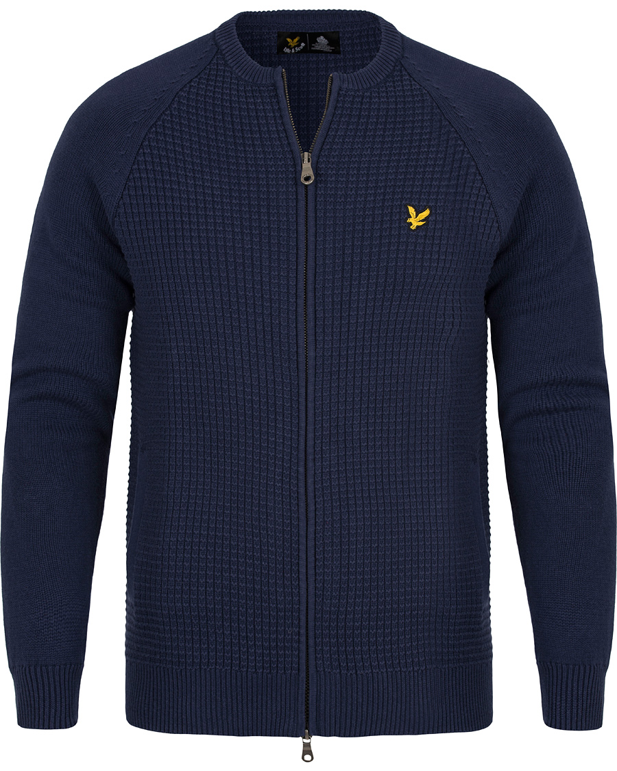 Heren | Truien | Lyle & Scott | Crew Neck Garter Bomber Navy