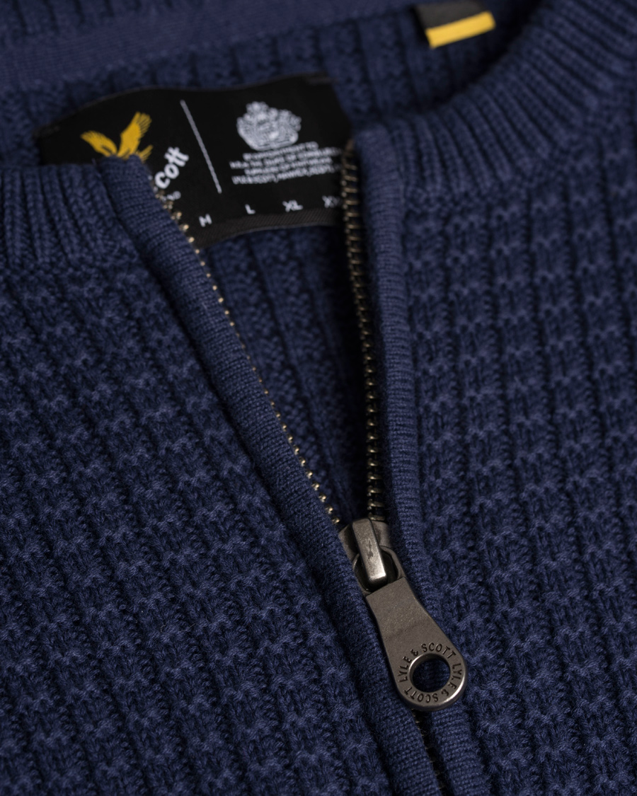 Heren | Truien | Lyle & Scott | Crew Neck Garter Bomber Navy