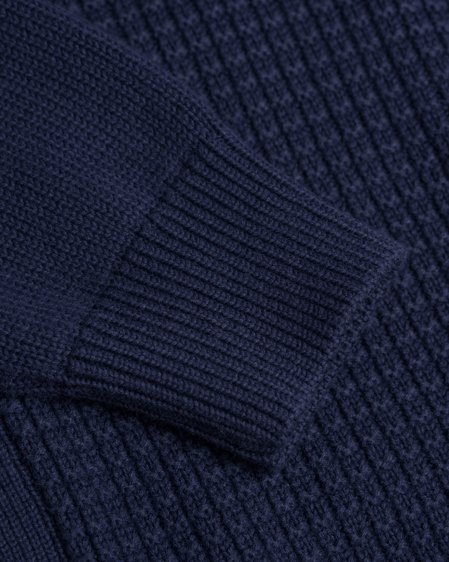 Heren | Truien | Lyle & Scott | Crew Neck Garter Bomber Navy