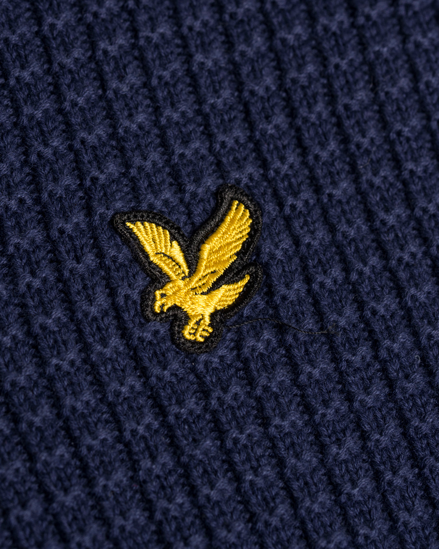 Heren | Truien | Lyle & Scott | Crew Neck Garter Bomber Navy
