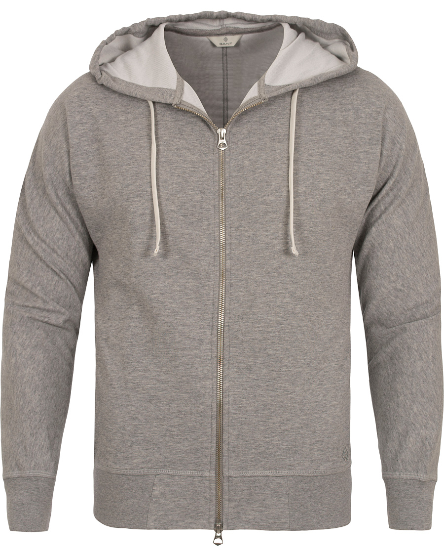 Heren | Truien | GANT Diamond G | Full Zip Hoodie Light Grey Melange