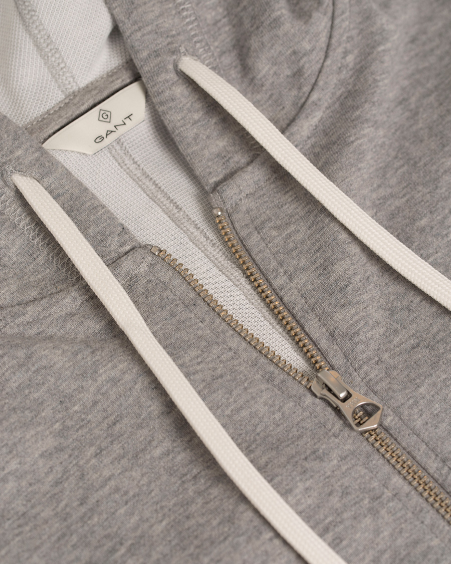 Heren | Truien | GANT Diamond G | Full Zip Hoodie Light Grey Melange