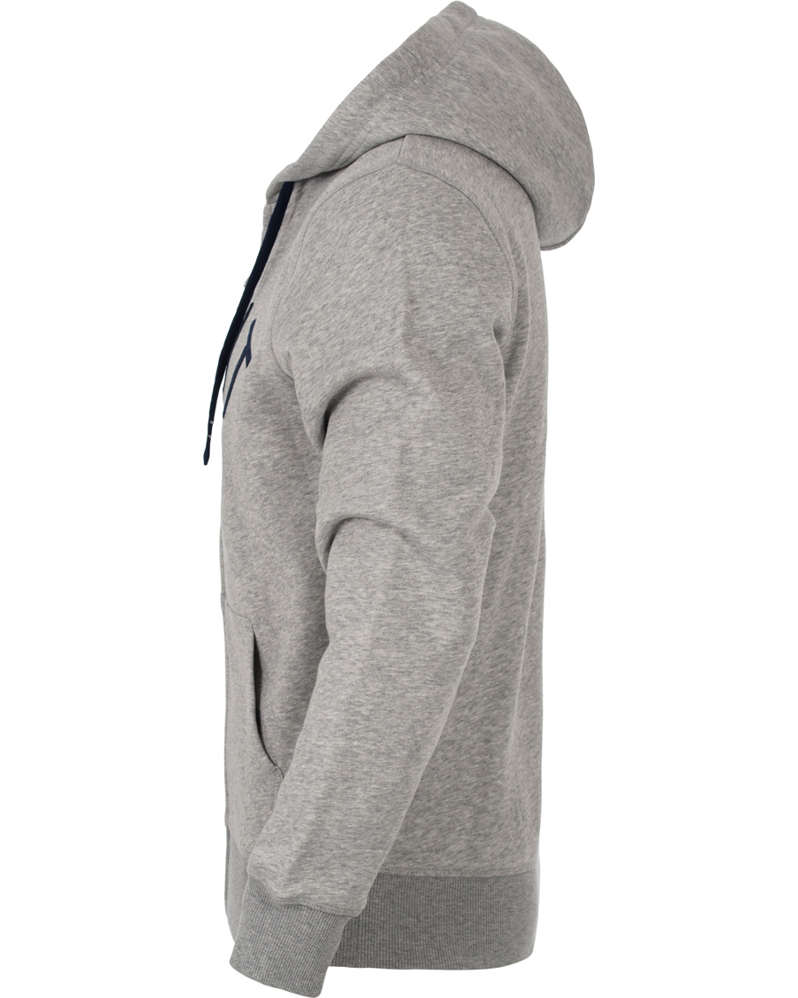 Heren | Truien | GANT | Full Zip Hoodie Light Grey Melange