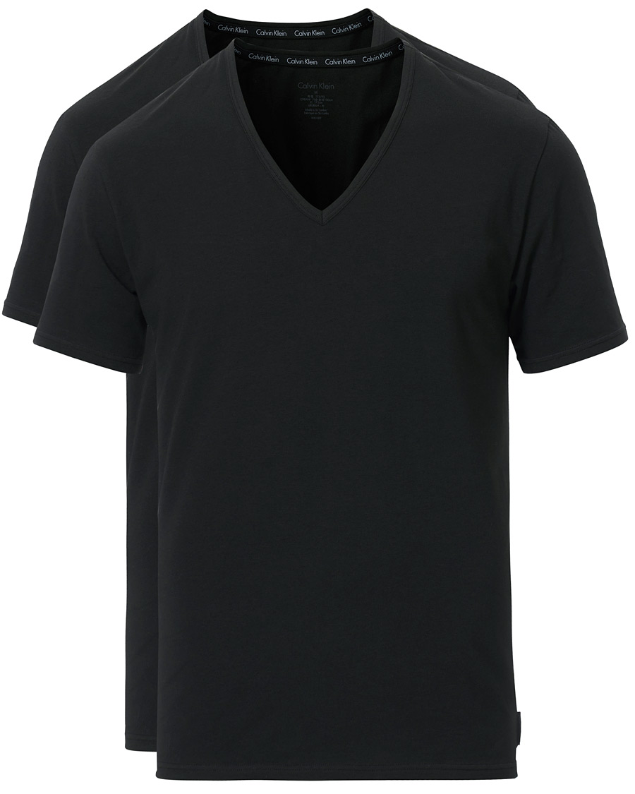 Heren | T-shirts | Calvin Klein | Cotton V-Neck Tee 2-Pack Black