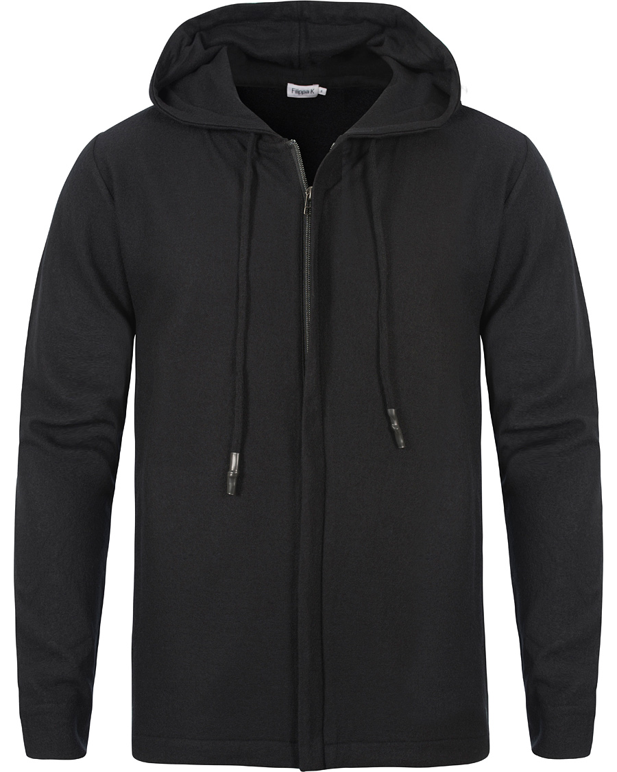 Heren | Truien | Filippa K | Boiled Wool Hood Jacket Black