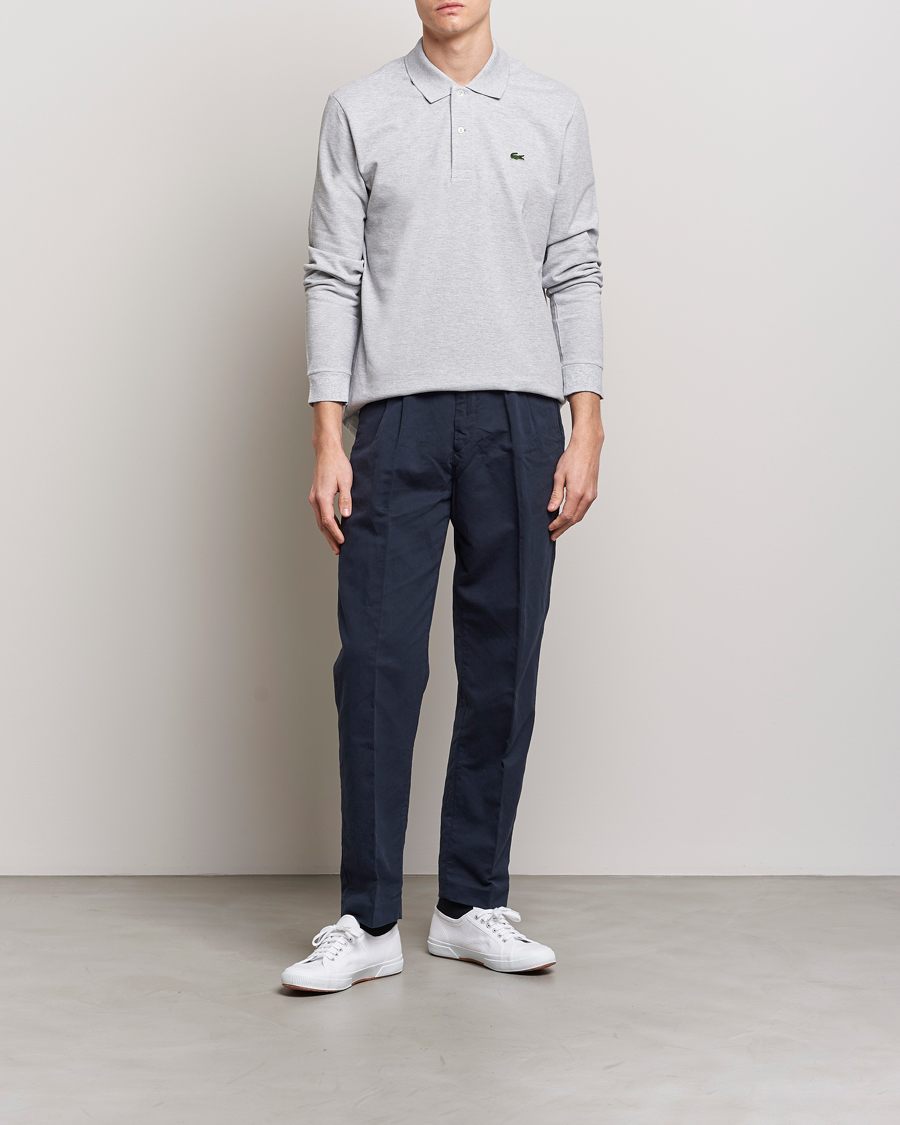 Heren | Polo's | Lacoste | Original Long Sleeve Polo Piké Silver Chine
