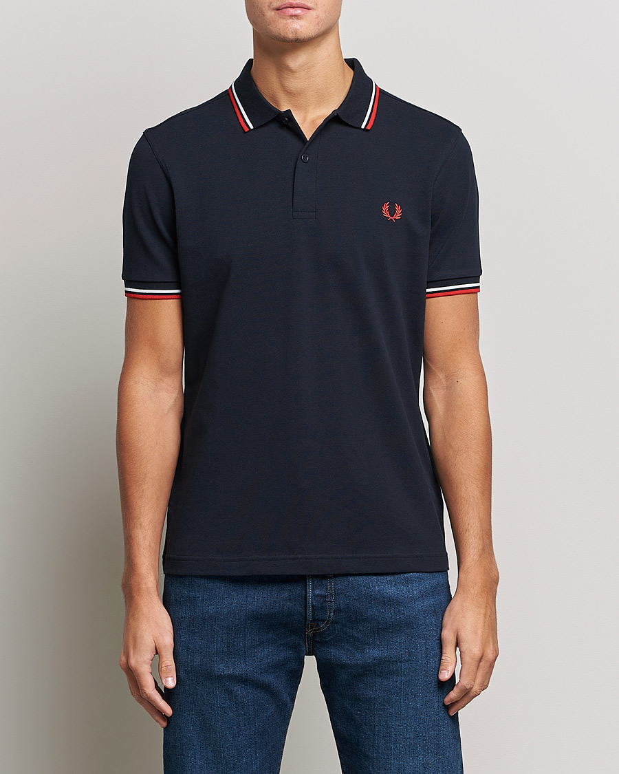 Heren |  | Fred Perry | Twin Tipped Polo Shirt Navy