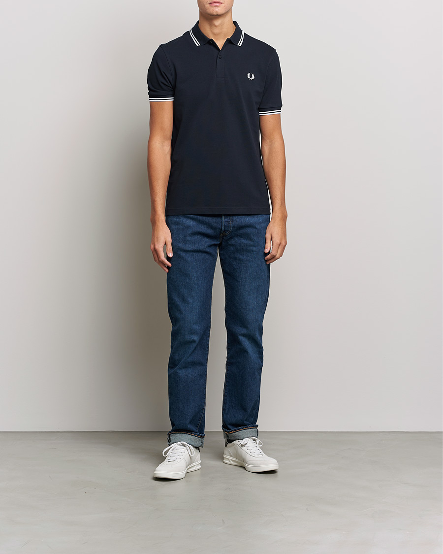 Heren | Polo's | Fred Perry | Twin Tipped Polo Shirt Navy/White