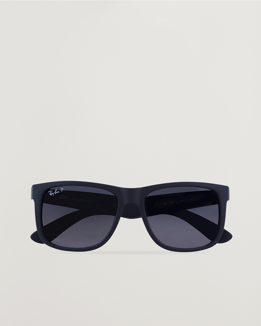 Heren |  | Ray-Ban | 0RB4165 Justin Polarized Wayfarer Sunglasses Black/Grey