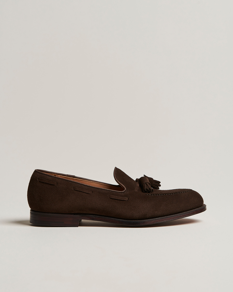 Heren | Instappers | Crockett & Jones | Cavendish Tassel Loafer Dark Brown Suede