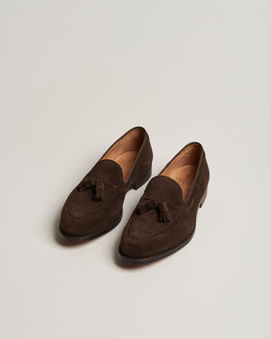 Heren | Handgemaakte schoenen | Crockett & Jones | Cavendish Tassel Loafer Dark Brown Suede