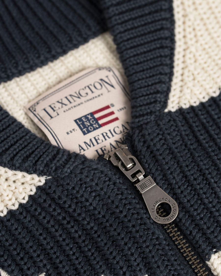 Heren | Truien | Lexington | Jaidon Zip Through Sweater Blue/Red/White Stripe