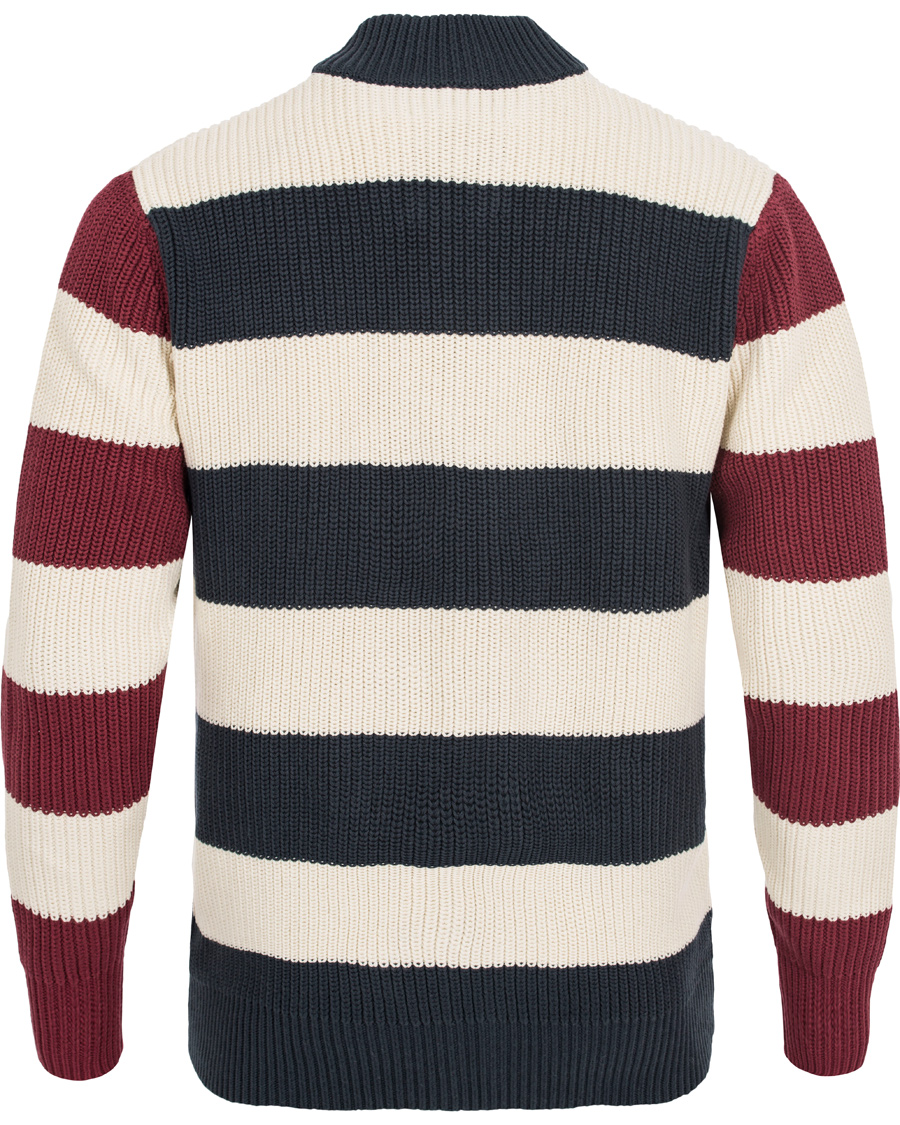 Heren | Truien | Lexington | Jaidon Zip Through Sweater Blue/Red/White Stripe