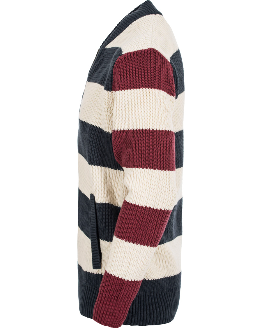 Heren | Truien | Lexington | Jaidon Zip Through Sweater Blue/Red/White Stripe