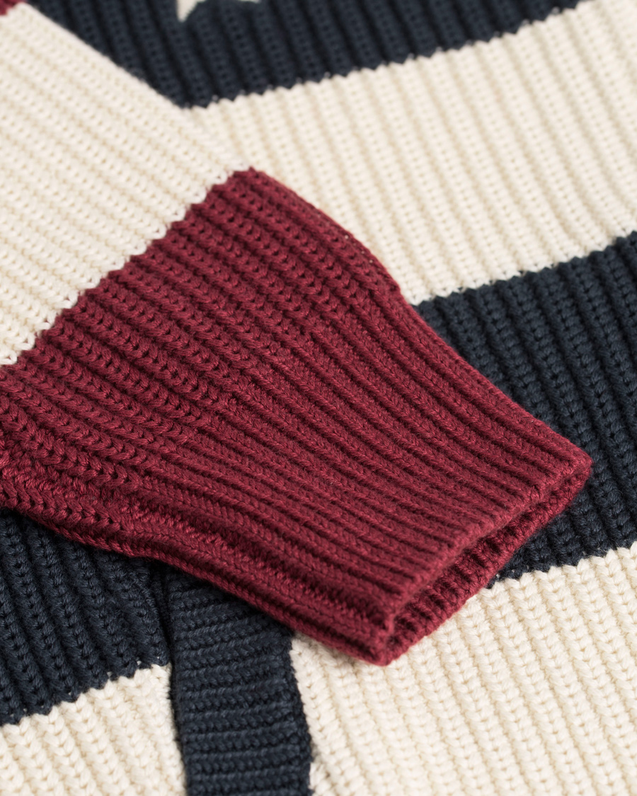 Heren | Truien | Lexington | Jaidon Zip Through Sweater Blue/Red/White Stripe
