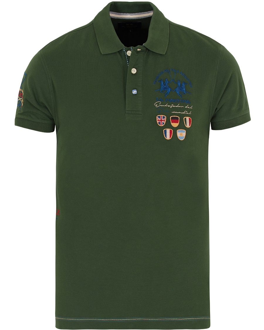 Heren | Polo's | La Martina | Logo Polo Piqué Army Green