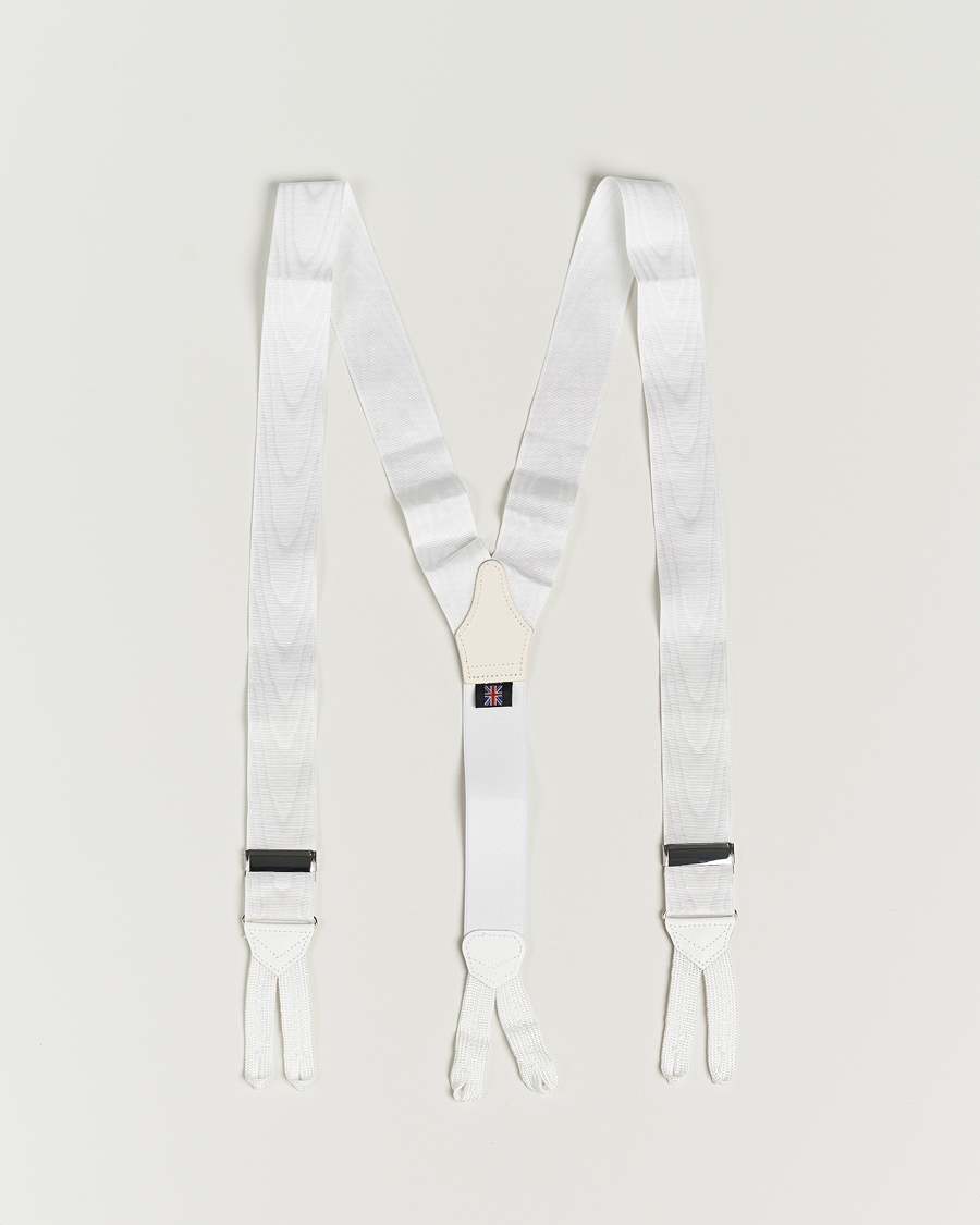 Heren | Albert Thurston Moiré Braces 40mm White | Albert Thurston | Moiré Braces 40mm White
