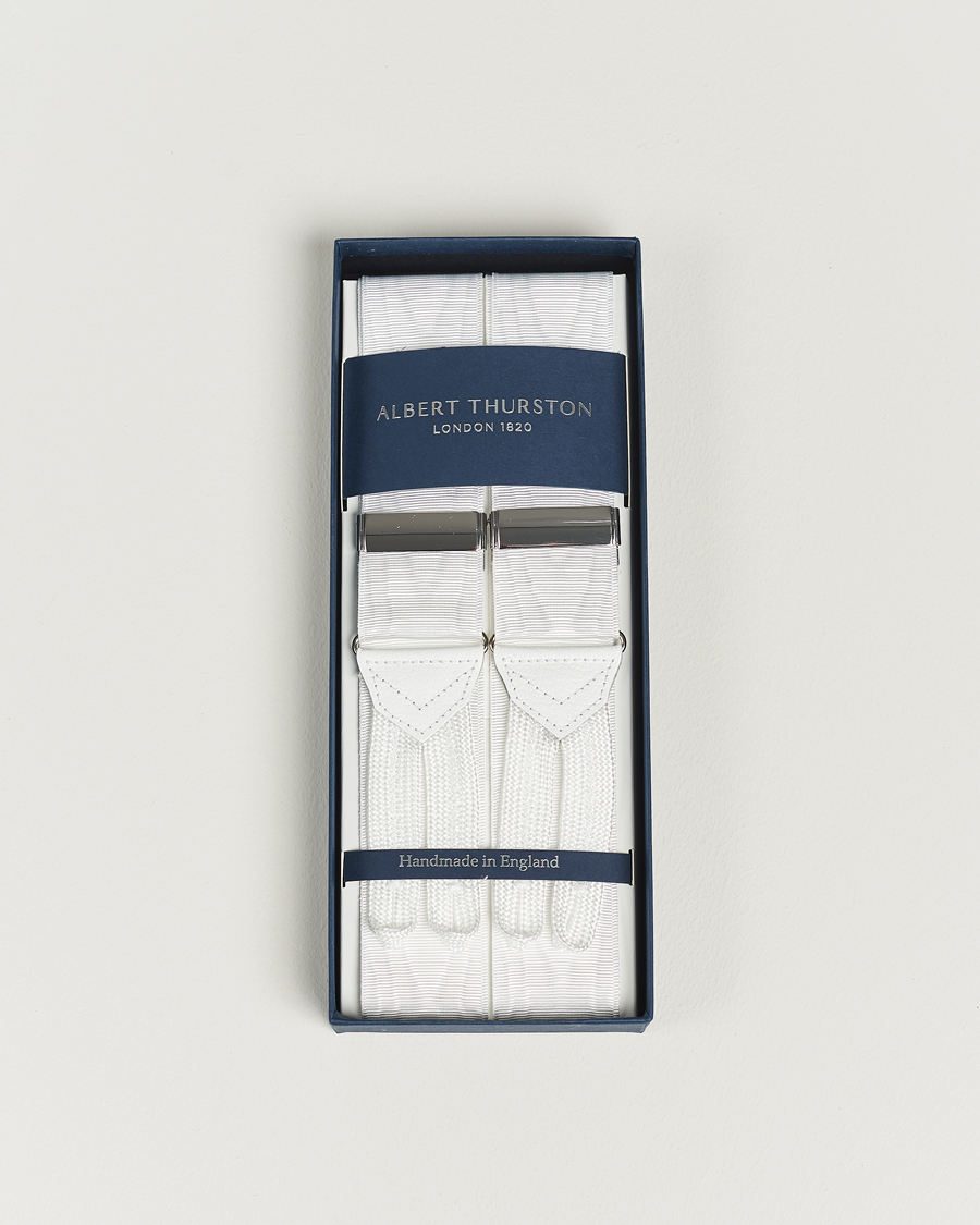 Heren | Albert Thurston Moiré Braces 40mm White | Albert Thurston | Moiré Braces 40mm White