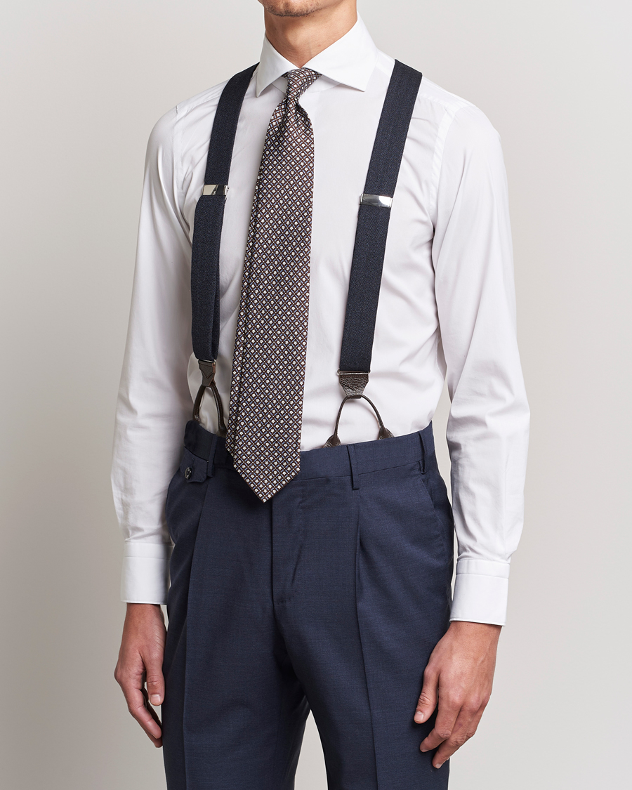 Heren | Albert Thurston Herringbone Braces 40mm Dark Blue | Albert Thurston | Herringbone Braces 40mm Dark Blue