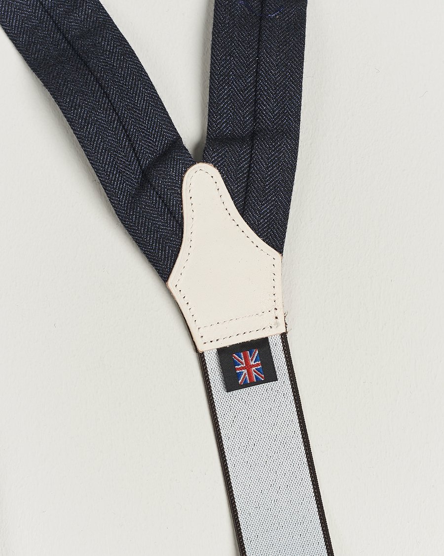 Heren | Albert Thurston Herringbone Braces 40mm Dark Blue | Albert Thurston | Herringbone Braces 40mm Dark Blue