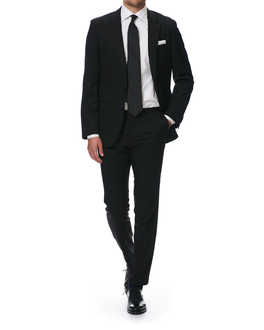 Heren | Broeken | BOSS BLACK | BOSS Wave Slim Fit Wool Trousers Black