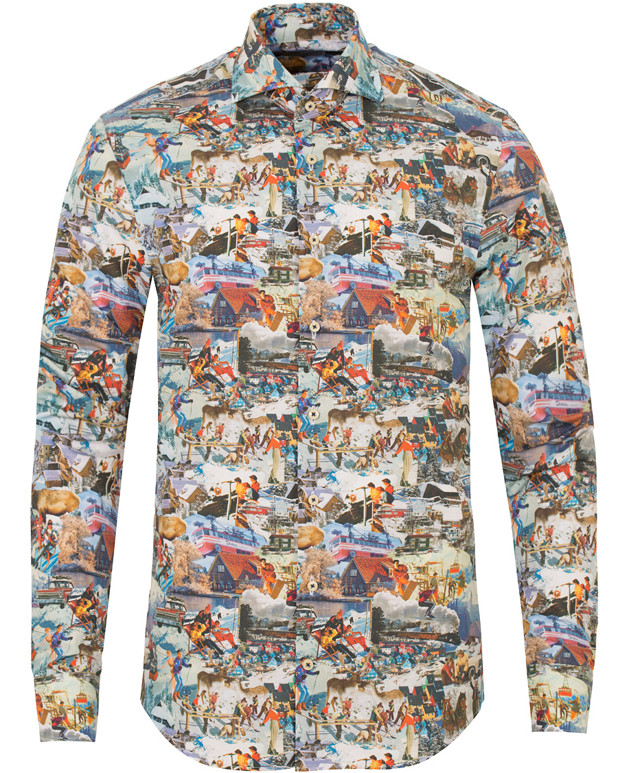 Heren | Overhemden | Stenströms | Slimline Ski Print Shirt Multi