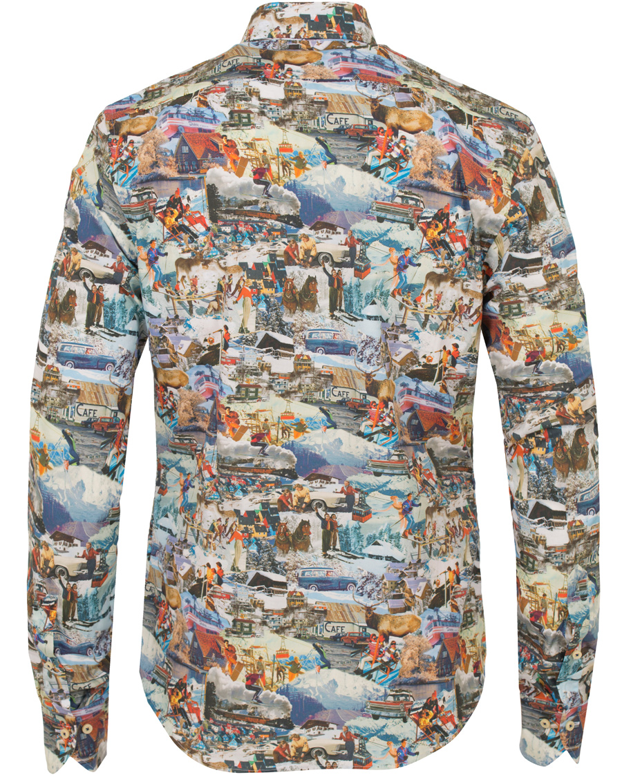 Heren | Overhemden | Stenströms | Slimline Ski Print Shirt Multi