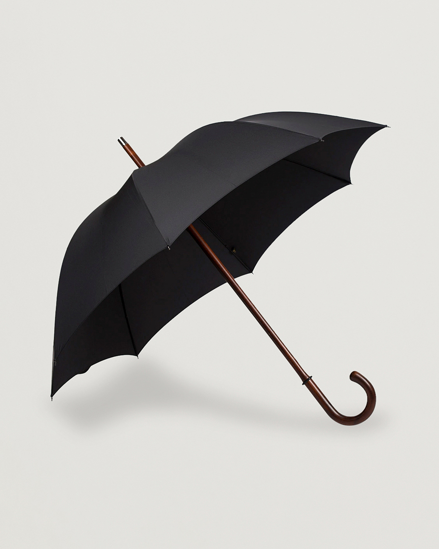 Heren | Paraplu's | Fox Umbrellas | Polished Cherrywood Solid Umbrella Black