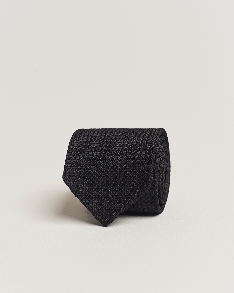 Heren | Drake's Silk Grenadine Handrolled 8 cm Tie Black | Drake's | Silk Grenadine Handrolled 8 cm Tie Black