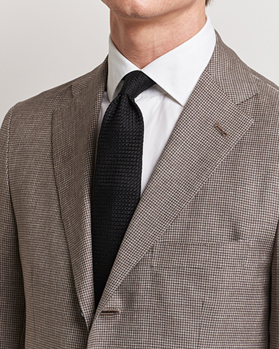 Heren | Drake's Silk Grenadine Handrolled 8 cm Tie Black | Drake's | Silk Grenadine Handrolled 8 cm Tie Black