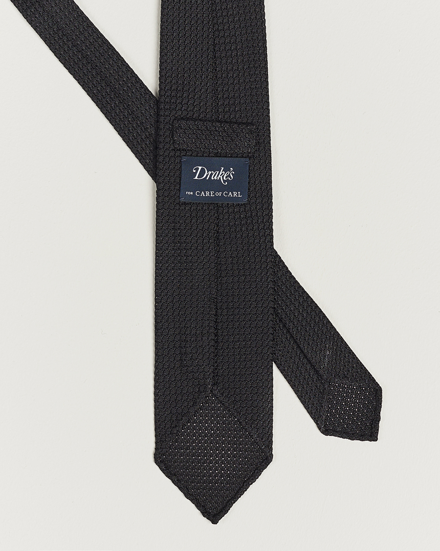 Heren | Drake's Silk Grenadine Handrolled 8 cm Tie Black | Drake's | Silk Grenadine Handrolled 8 cm Tie Black