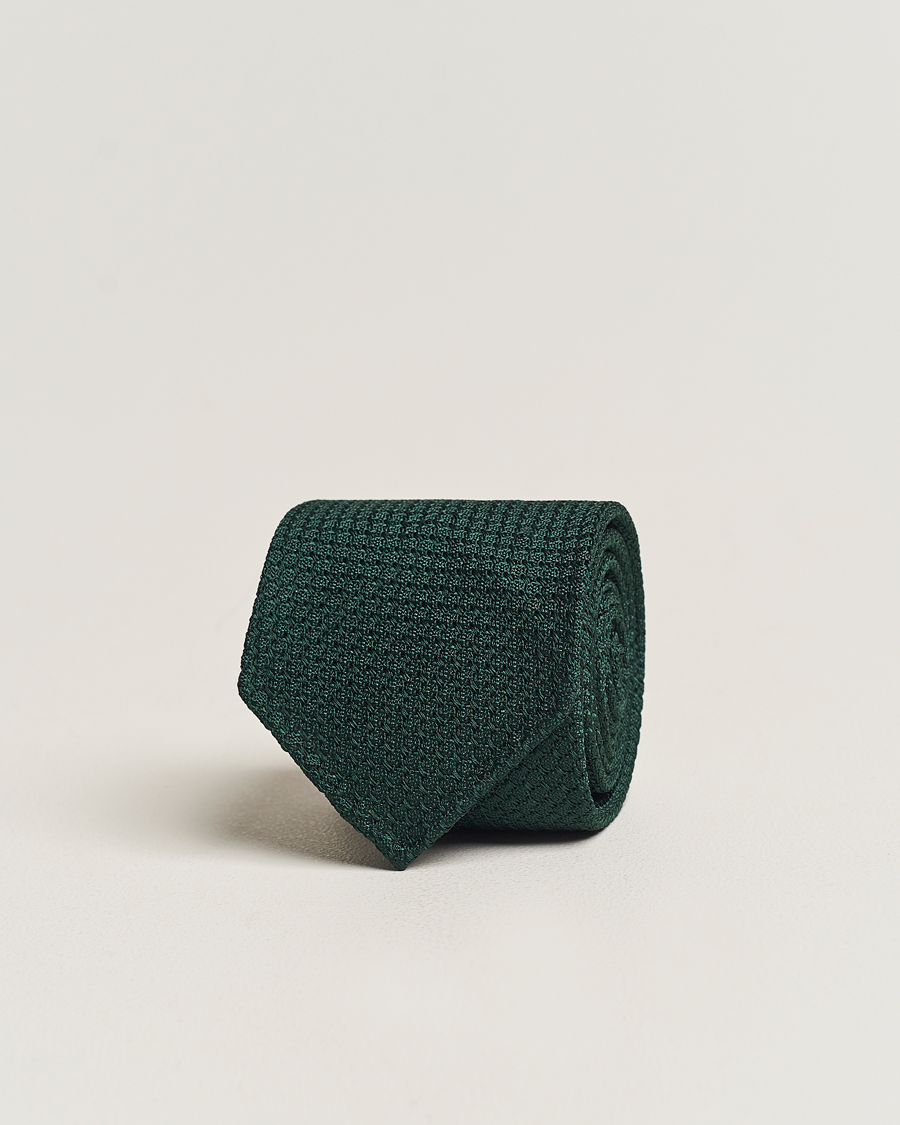 Heren | Stropdassen | Drake's | Large Knot Handrolled Grenadine Silk Tie Green