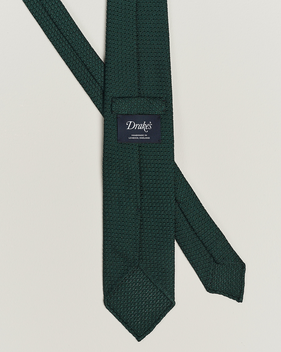 Heren | Stropdassen | Drake's | Large Knot Handrolled Grenadine Silk Tie Green