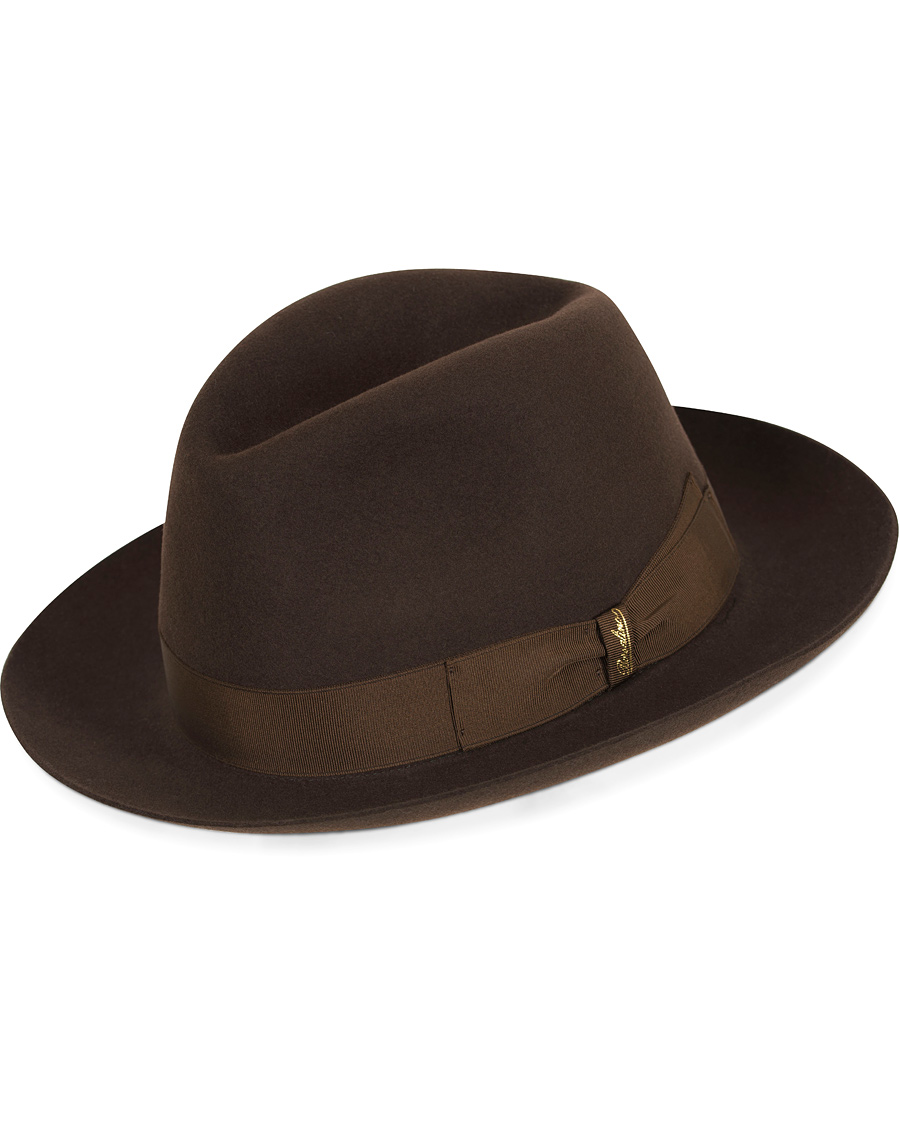 Heren | Borsalino Fedora Felt Hat Medium Brim Folco Dark Brown | Borsalino | Fedora Felt Hat Medium Brim Folco Dark Brown