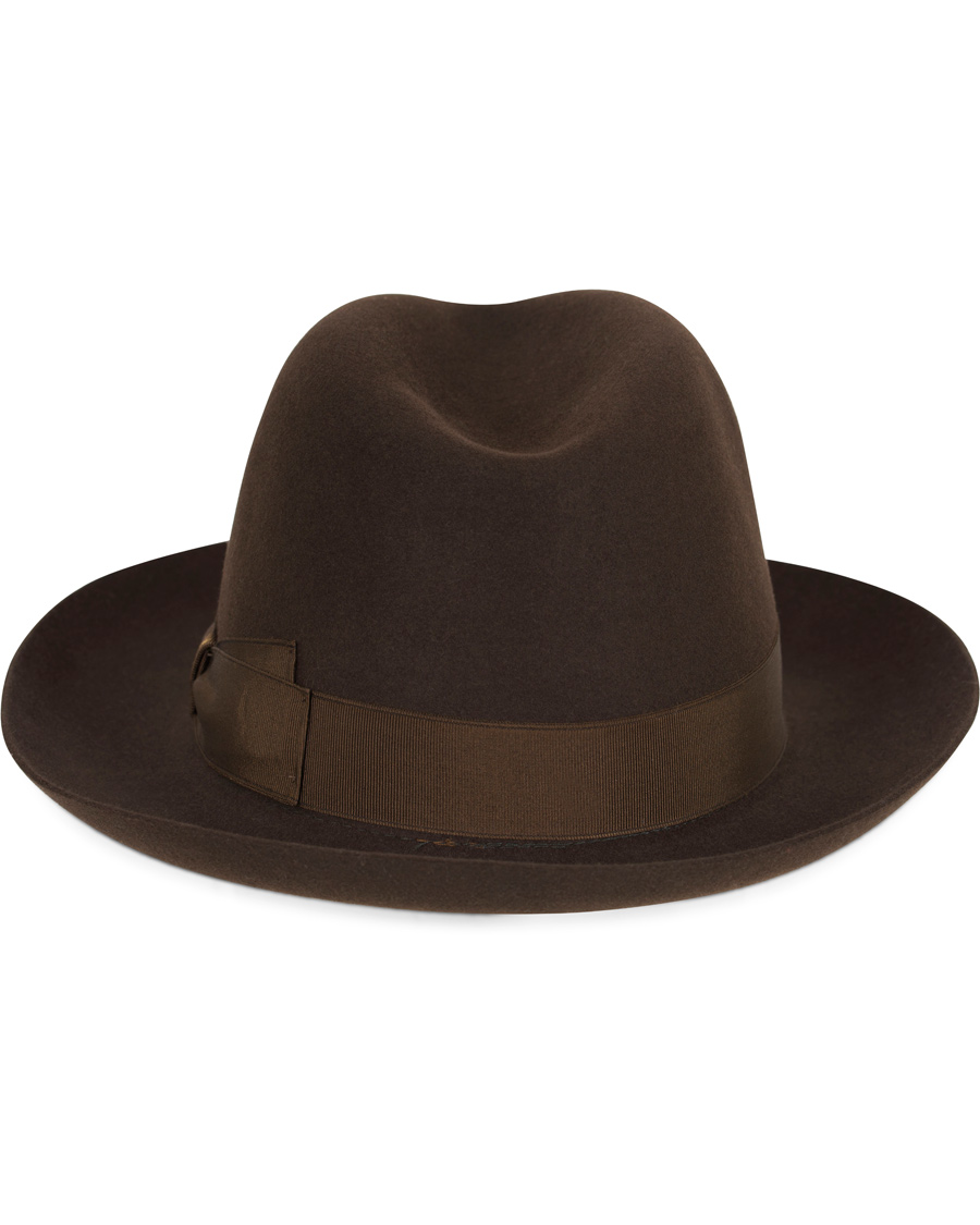 Heren | Borsalino Fedora Felt Hat Medium Brim Folco Dark Brown | Borsalino | Fedora Felt Hat Medium Brim Folco Dark Brown