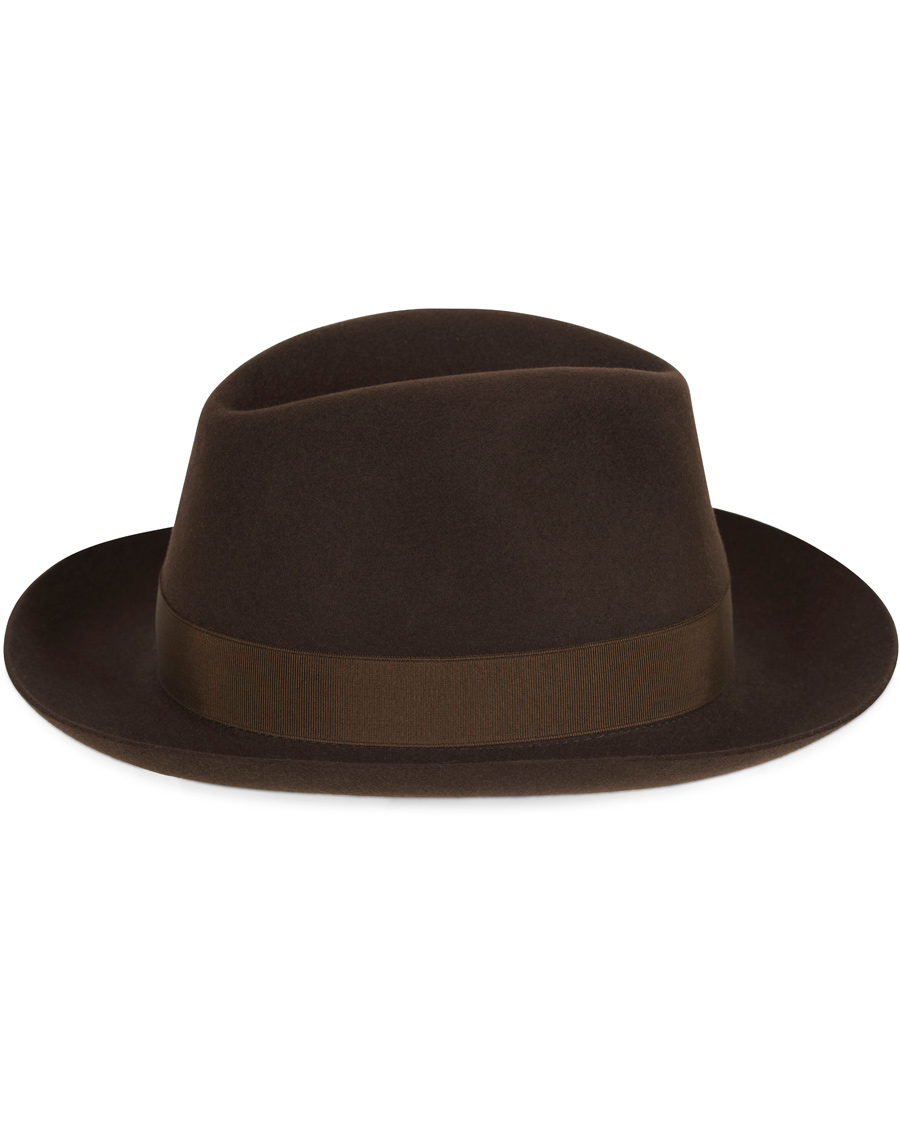 Heren | Borsalino Fedora Felt Hat Medium Brim Folco Dark Brown | Borsalino | Fedora Felt Hat Medium Brim Folco Dark Brown
